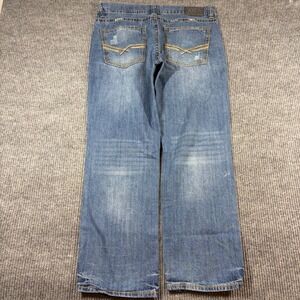 Axel Jeans Men's 36x32 Relaxed Straight Leg Blue Distressed Denim Cotton